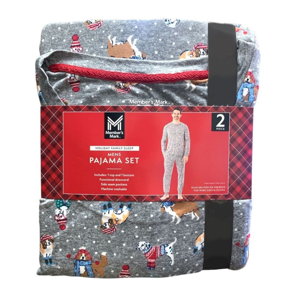 Grey - Member's Mark Mens Holiday Family Sleep Pajama Set, 2-Piece, Jersey Fabri